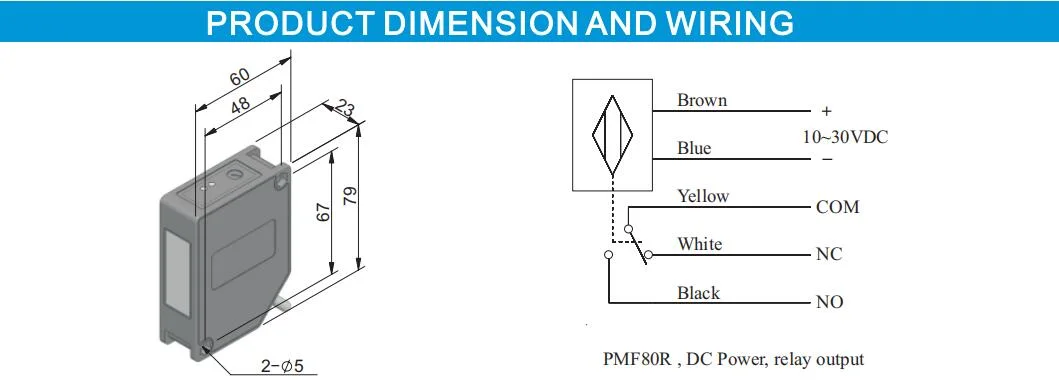 Pmf80RF Mirror Reflector Plate Optical Sensor for Crane Door Systems