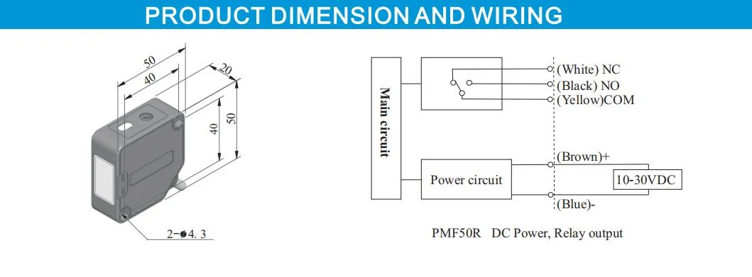 IP67 Mirror Reflector Plate Photo Sensor for Industrial Sliding